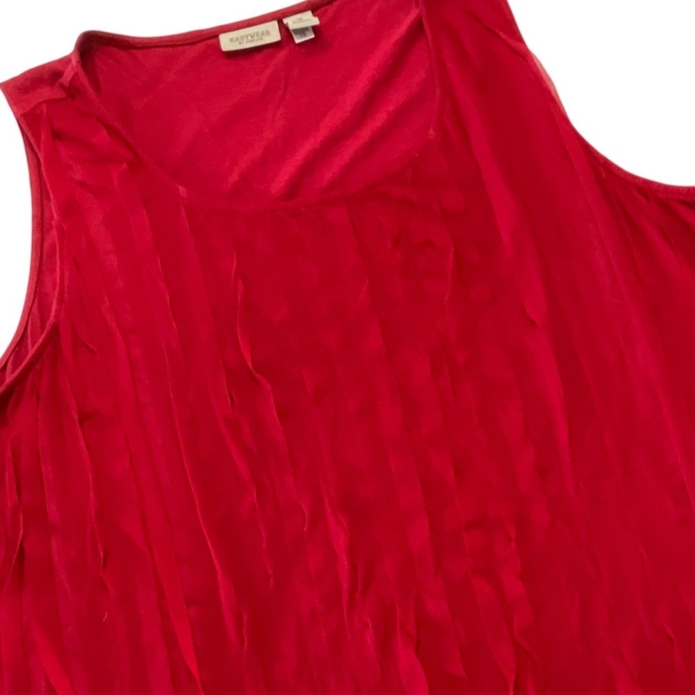 Chico's Easywear Women's Red Sleeveless Ruffled Tank Top Size 3‎